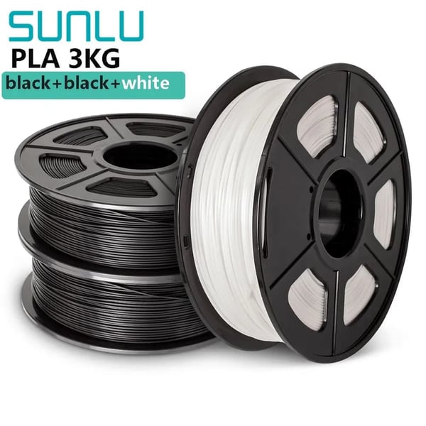 SUNLU 3D Filament, PLA Material, 1,75 mm Diameter, 3 Ruller Pr. Pakke,PLA-2BK-1WT