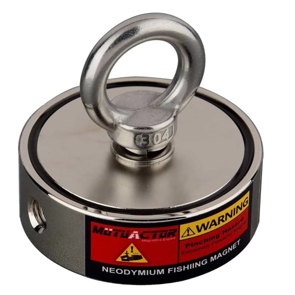 Neodymium Fiskemagnet, 660lb Vertikal Trækstyrke, Holdbart Stålskrog,300KG To side, Kun magnet