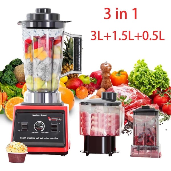 Blender, Multifunktionel Saftpresser, Højhastighedsydelse,3L+1.5L+0.5L