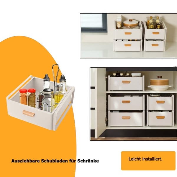 Utrækkelig Opbevaringsorganisator, Robust Design, Nem Installation, Stille Glidning