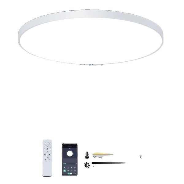 LED Loftlampe, Smart Kontrol, Dæmpbar, Moderne Design, Hvid (18,50 tommer)