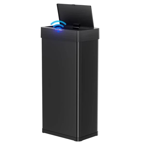 Bevægelsessensor Affaldsspand, Rustfrit Stål, Touchpad Betjening,50L - 13.2 gal-a, Sort enkelt dør