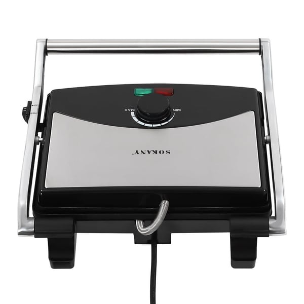 Elektrisk Grill, 2000W Effekt, Kompakt Design, Non-Stick Belægning, Dobbelt-Sidet Opvarmning, Alsidig til Indendørs og Udendørs Brug