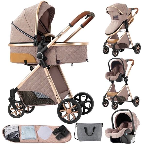 Børnetransportør, 3-i-1 Design, Letvægts og Sammenfoldelig,Sand Beige