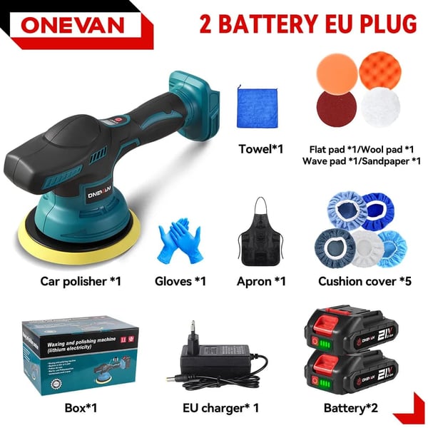 Elbil Polermaskine, 8 Gear, Trådløs Betjening,2 Batteri Sæt