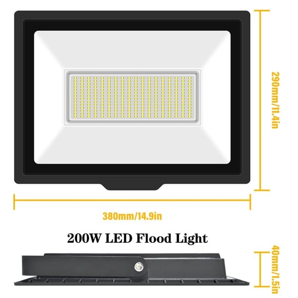 LED Flomlys, Energi Effektiv, Alsidig Udendørs Brug,Varm Hvid (2700-3500K), 1x200W