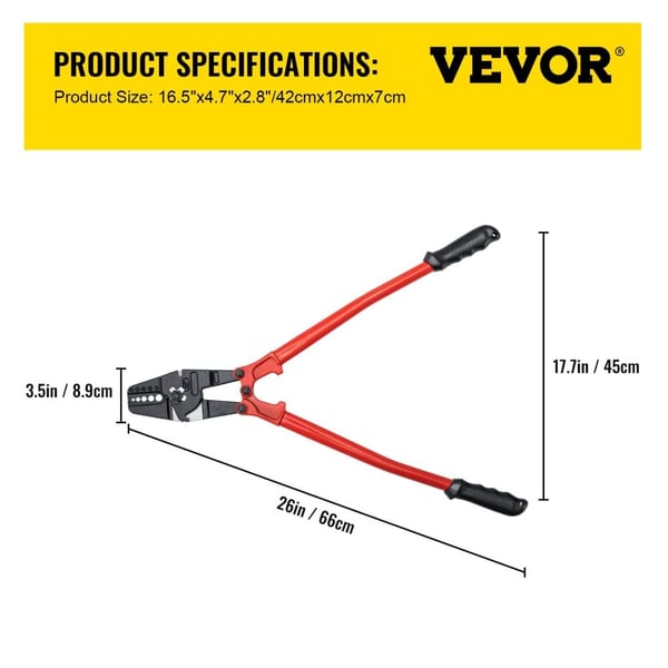 Wire Rope Swager, Ergonomisk Design, Holdbart Legeret Stål,24 Tommer