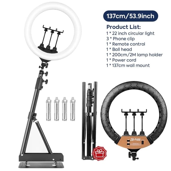 Ring Light Vægbeslag, Justerbar Boom Arm, Fjernbetjening,22 tommer ring lys 1