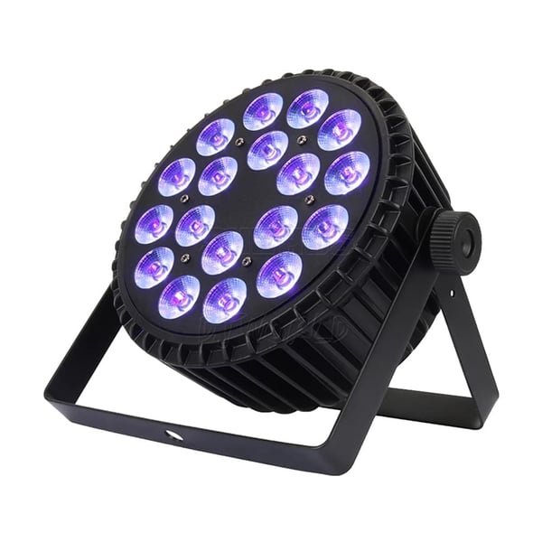 LED Scene Lys, 18x18W RGBWA+UV, 324W Strømforbrug,Aluminium Flad 18x18W, EU-stik
