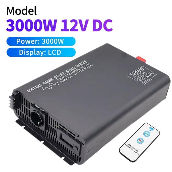 Ren Sinus Bølge Inverter, 12V/24V Indgang, Europæisk Stik,DNB3000W-12V til 220V