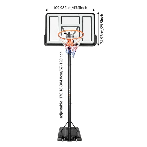 Basketballkurv, Justerbar Højde, Holdbart Design,HVID