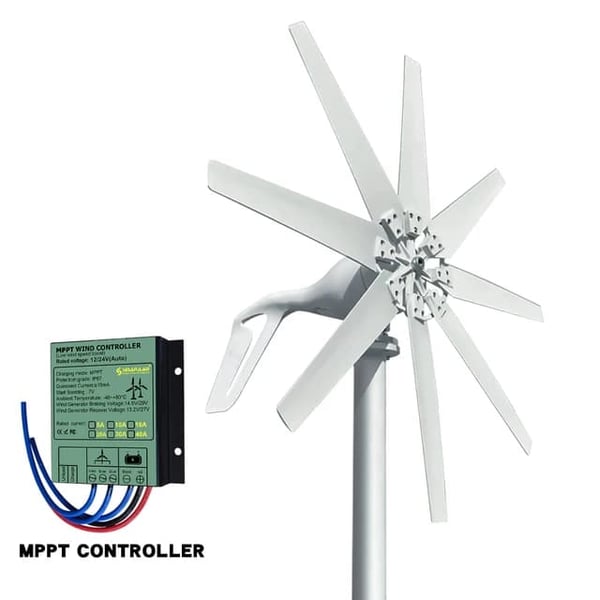 Tuuliturbiini, 6kWh kapasiteetti, ilmainen ohjain, 12V, ilmaisella ohjaimella, 1000W