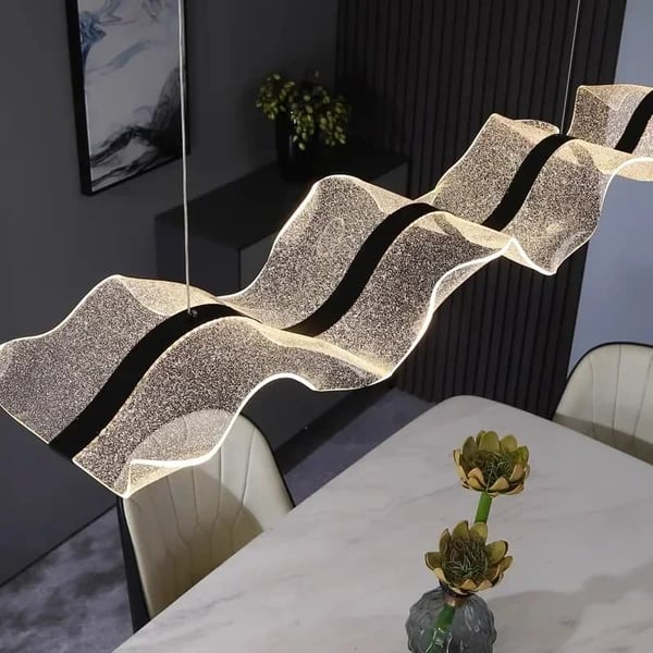 Loftlampe, justerbar højde, moderne stil, sort, længde 150 cm, RC fjernbetjening dæmpning