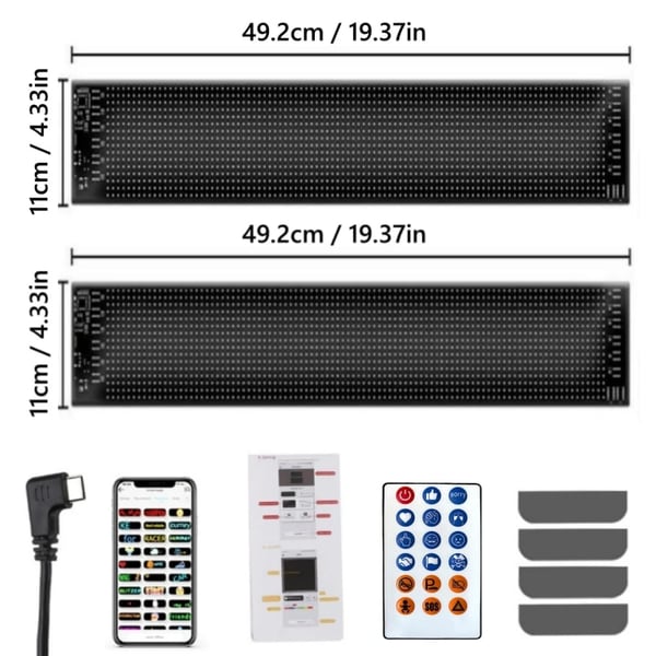 LED Display Panel, Fleksibel Installation, Tilpasselige Funktioner,2PCS 49,2cm