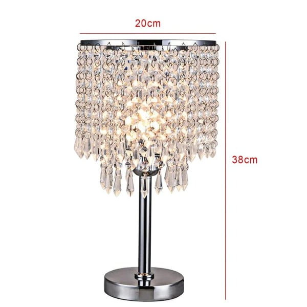 Bordlampe, Krystal Skærm, Rustfrit Stål Base,HVID, Sølv, Elfenben