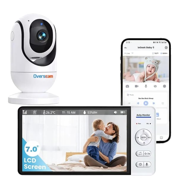 Video Baby Monitor, 7 Tommer Skærm, Trådløs Forbindelse,EU Stik-NO Kort Video Baby Monitor, 7 Tommer Skærm, Trådløs Forbindelse,EU Stik-NO Kort