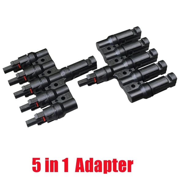 Solcellepanel-forbinder, 2 i 1 adapter, parallel forbindelse, 1 par 5 i 1 adapter