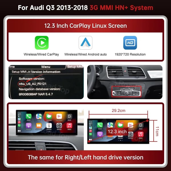 Multimedia Display, Trådløs CarPlay, Android Auto Support,12.3 Q3 HN
