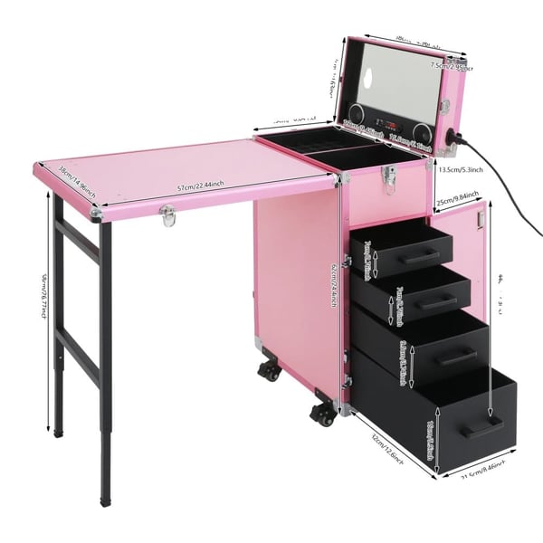 Nagelbord, Bärbar Design, Dubbel Lås Säkerhet,Rosa