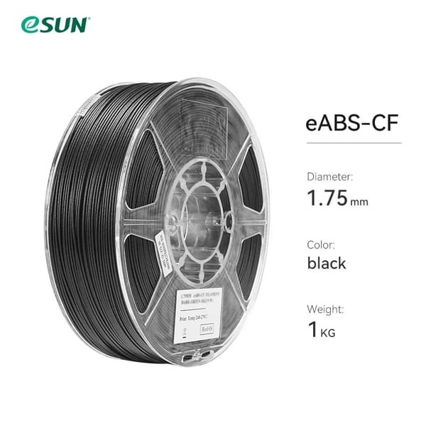eABS-CF Filament, 1,75 mm Diameter, 1 KG Vægt,Sort