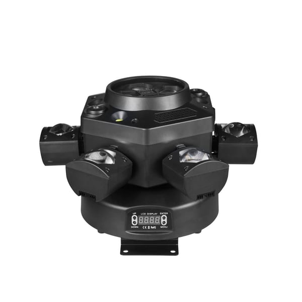 Bevægelseshovedstrålelys, RGBW LED'er, DMX512 kontrol,EU stik, sort