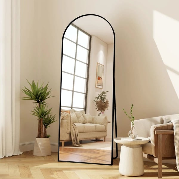 Spejl, Buet Hel længde Design, Hærdet Glas Konstruktion,Sort-164x54cm