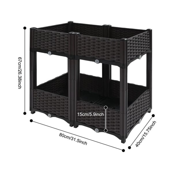 Hævet Bed Plantekasse, Vertikal Design, 4-Box Konfiguration,sort