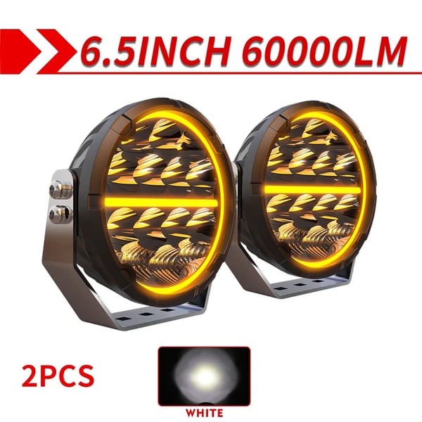Arbejdslampe, 6,5 tommer, 60000 lumen, IP68 indtrængningsbeskyttelse,2PC 6.5inch ingen ledning