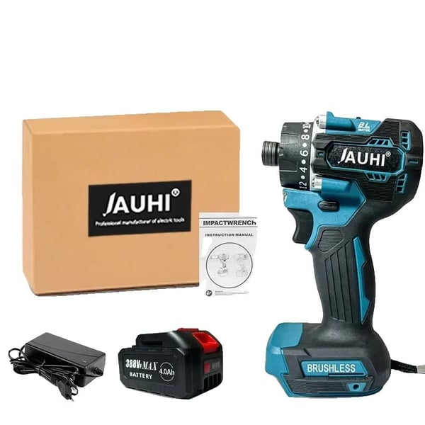 JAUHI Børsteløs Skruetrækker, 280N.m Moment, 4000rpm Hastighed,1 Batteri-388VF