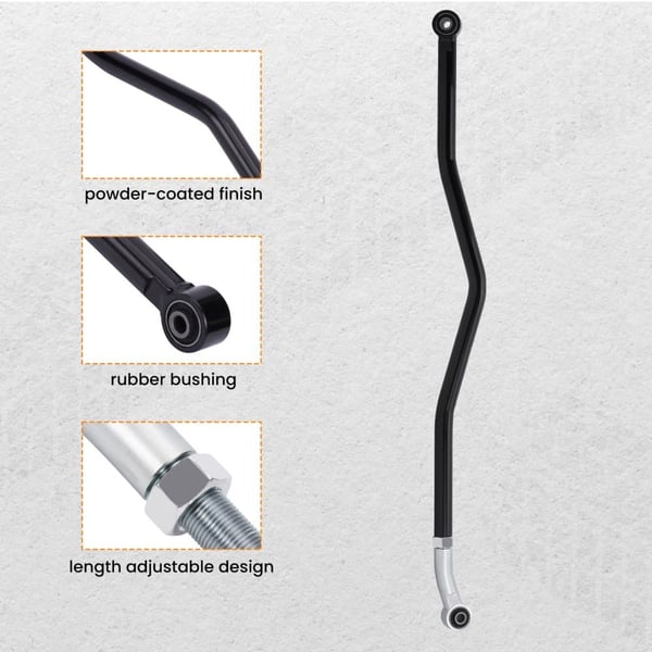 Justerbar sporstang, stål, øje til øje længde 990-1070mm, 10mm vægtykkelse, til Jeep Wrangler JK 2007-2018