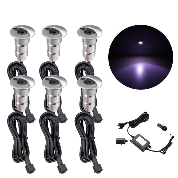 LED dæk lamper, udendørs belysning, IP65 vandtæt, , 6pcs white kit