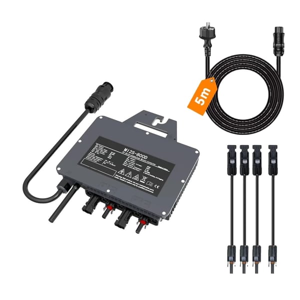 Aurinkoverkkoon liitettävä invertteri, 800W lähtöteho, IP67 suojaluokitus, Wi-Fi-yhteys,26-60V DC, 220V AC, 800W Muunnin