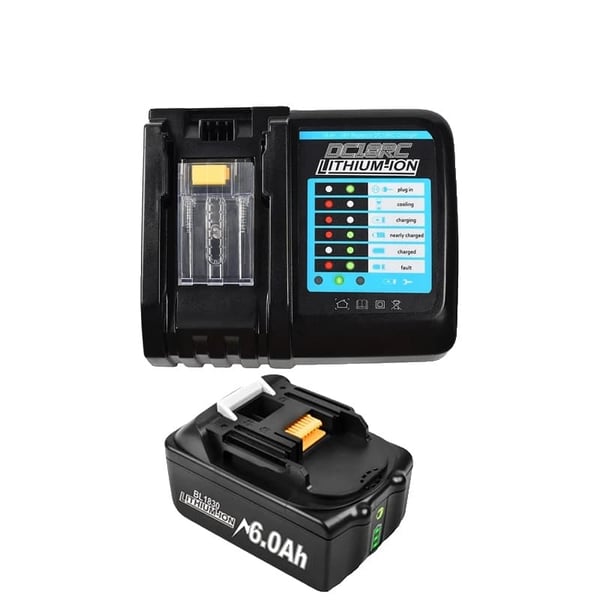 18V batteri, 6Ah kapacitet, forbedrede sikkerhedsfunktioner,1stk 6Ah 3A Oplader