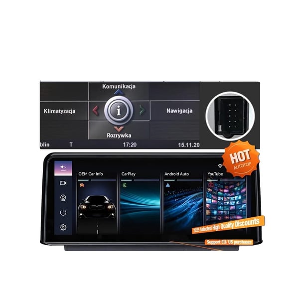Multimedia Display System, Trådløs CarPlay, Indbygget YouTube-afspiller,CCC Carplay+Youtube