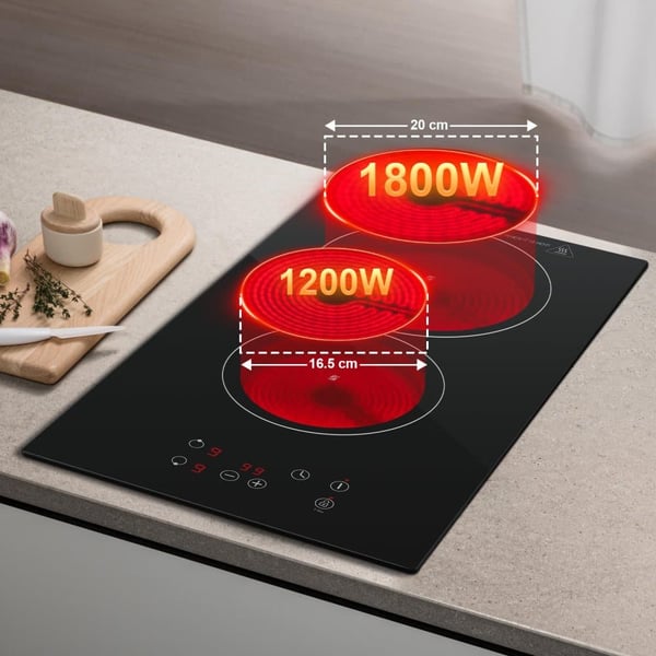 KICHPOWER Glas Keramisk Kogeplade, Touch Control, 3000W Effektudgang,EU