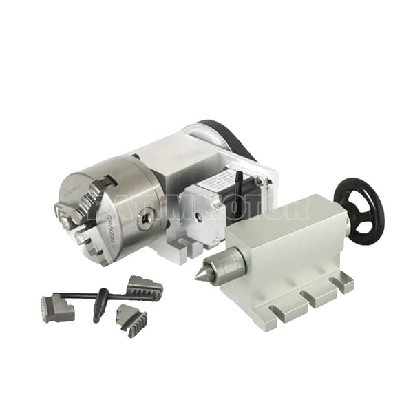 CNC-kääntölauta, 3-jousta chuck, 65 mm tailstock, 0,3 astetta/askel tarkkuus, korkealaatuinen metallirakenne