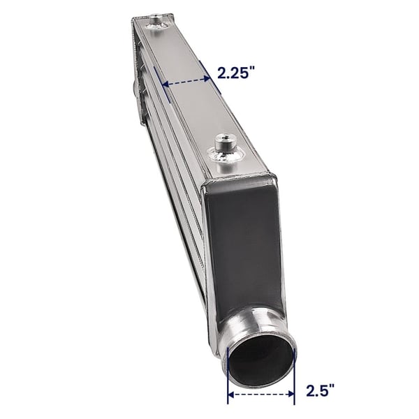 Intercooler, 27" x 7" x 2.5", 6061 Aluminium, 2.5" Rørlængde, 1.8mm Rørtykkelse, Rør & Fin Design