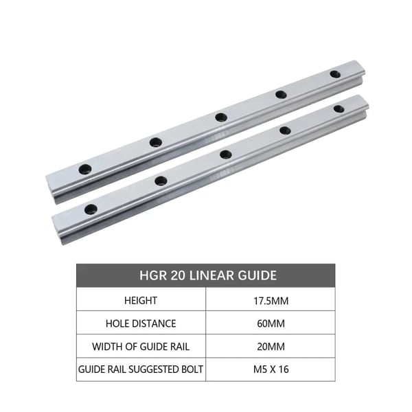 Lineær guidebane skinner, holdbart materiale, præcisionsydelse,2PCS HGR20 skinner-a, 400mm