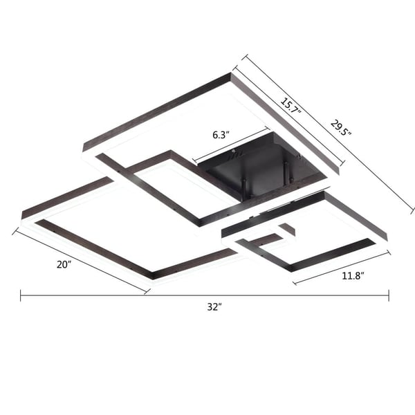 Kattovalaisin, Himmennettävä LED, Moderni Geometrinen Muotoilu, musta