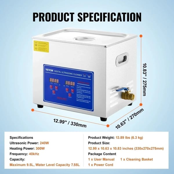 Ultralydsrenser, Kraftfuld Rengøring, Brugervenlig Betjening,10L JPS-40A