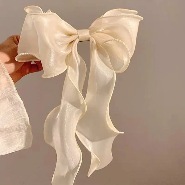Hårklips, Champagne Organza Sløjfe, Letvægtsdesign,Champagne