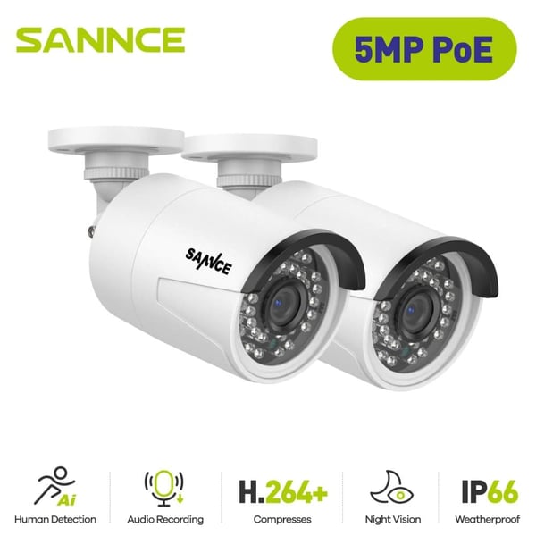 SANNCE Ultra HD Sikkerhedskamera, 5MP Opløsning, 30m Nattesyn,I51FQ02