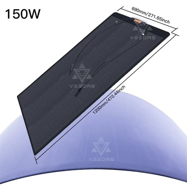 Solpanel, Semi-Fleksibel Design, Høj Effektivitet,150W solpaneler, 150W