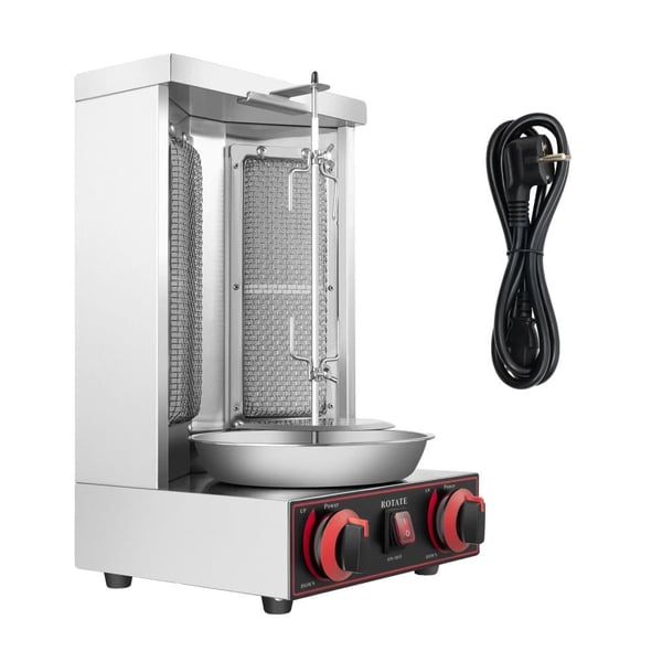 Vertikal Gasgrill, 3000W Effekt, Stor Kapacitet,Sølv