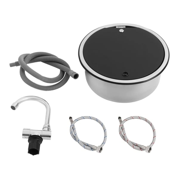 Kompakt RV-vask, foldbar roterbar vandhane, 13,39 tommer diameter,Sølv