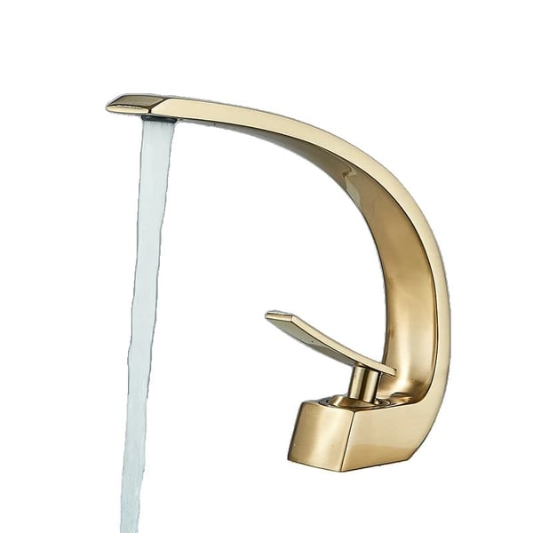 Brass Basin Vaskarmatur, Enkelt Håndtag Design, Varmt & Koldt Vand,Børstet guld