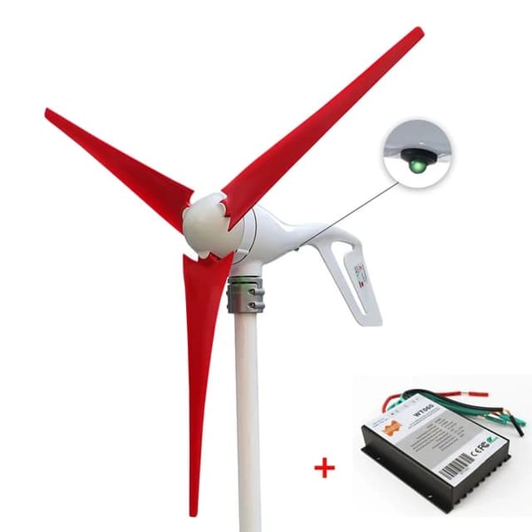 Vindmølle Generator Kit, 400W Effektudgang, PWM Controller, 24V, 3 røde blade, 400W