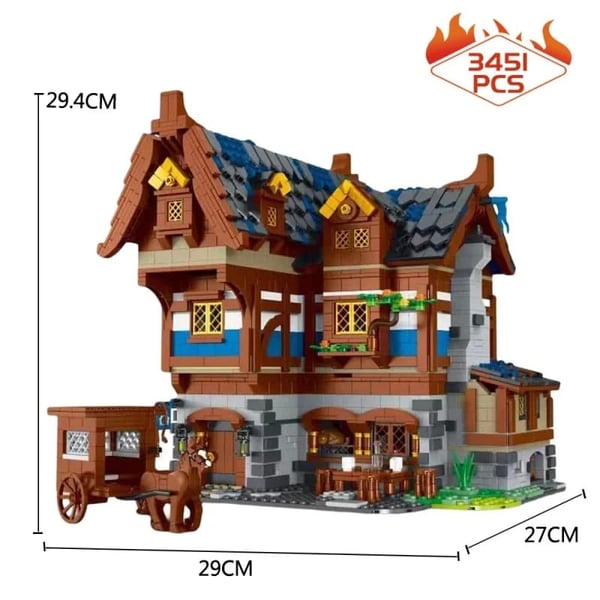 Medieval Tavern Byggesæt, Kompatibelt med Andre Byggesystemer,3451PCS