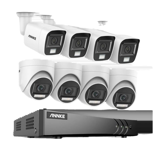 Overvågningskamera System, 5MP Opløsning, Vejrbestandigt Design,8CH DVR 8Pcs Kits, Ingen