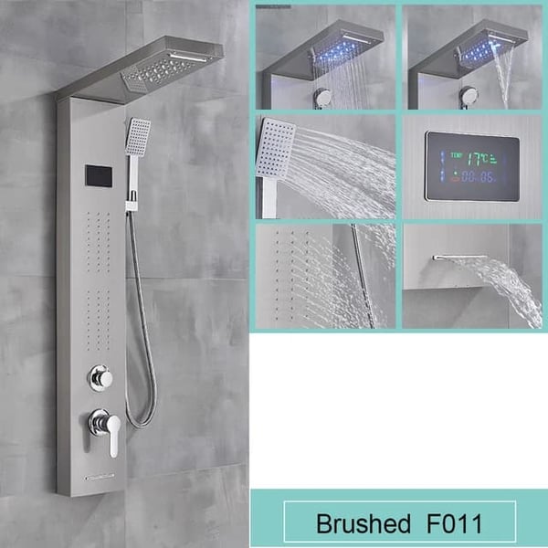 LED Brusepanel, Vandfaldsregn Bruser, SPA Massage Jet, , 8011 brushed